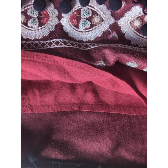 Altar'd State Red Mini Skirt Size Small Linen Blend Floral Bird Embroidered Boho - Picture 10 of 10